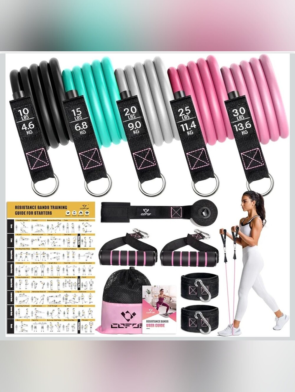 Resistance Bands Set with Handles, Exercise Bands Workout Bands Fitness..
